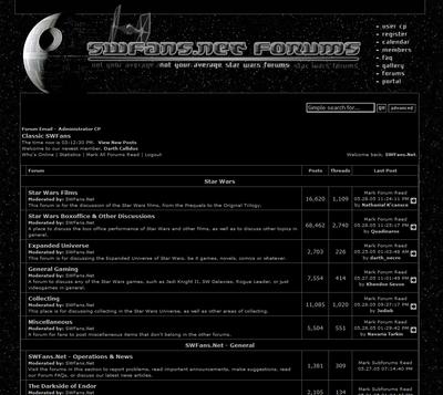 Here you will find screen shots of styles used on these forums in the past. When TheHolo.Net was SW-Fans.Net, and even before that when it was SWFans.net/SWForums.net. Some nostalgia for the veterans and perspective for the newbs.